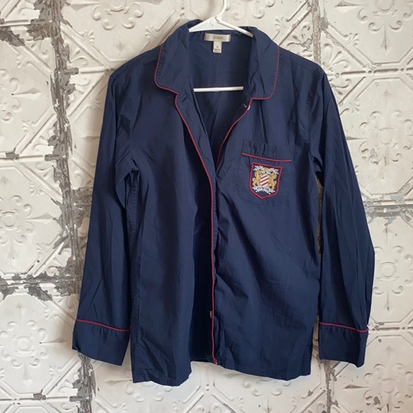 J. Crew Other - J.Crew navy embroidered button up sleep shirt